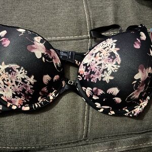 Vanity Fair Black and Pink Floral Bra